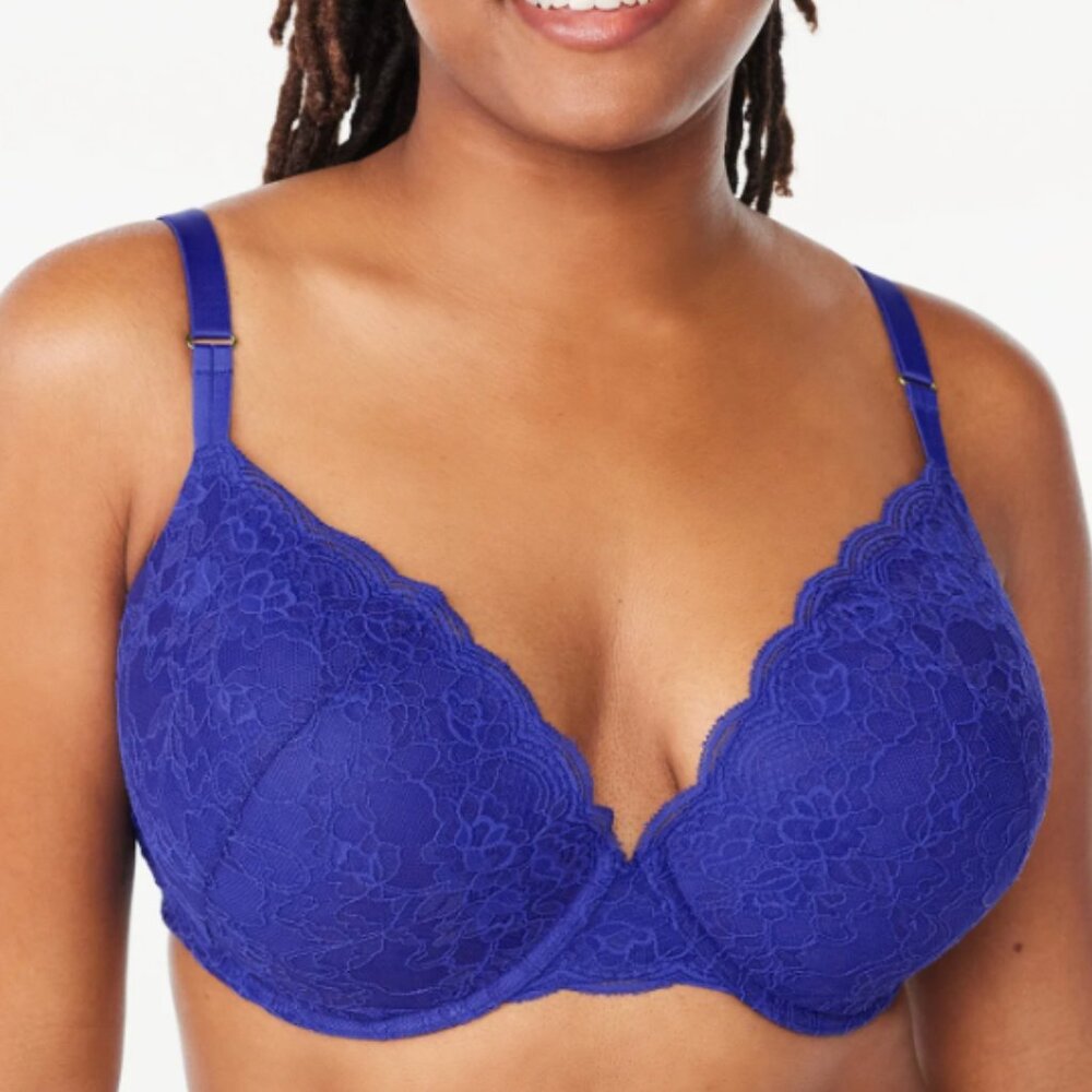 Elegant Royal Blue Lace Push-Up Bra